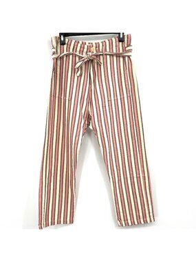 The Great Striped 100% Cotton Cropped Straight Leg Pants Women's 0